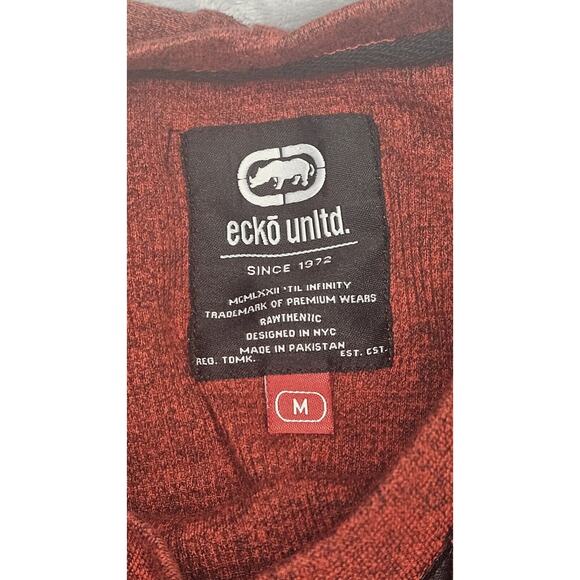 Vintage Ecko Unltd Red & Black Marl Men's M Long-Sleeve Waffle Knit Shirt Y2k - Picture 4 of 8